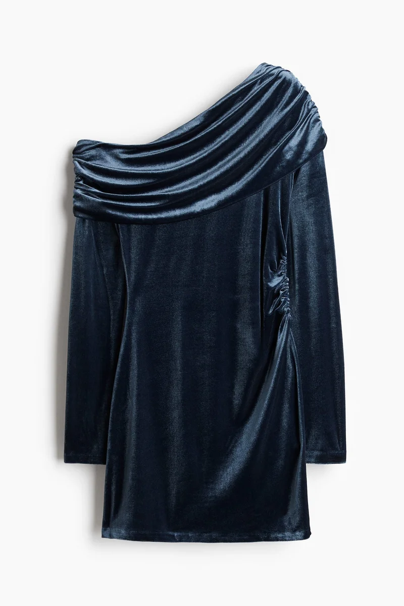 اتش اند ام One-Shoulder Velour Dress