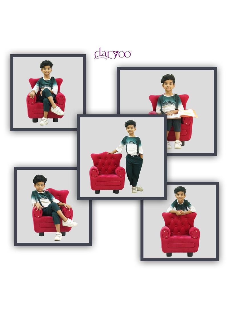 Daryoo Daryoo Boss Baby Kids Sofa Ergonomic Design with Armrest Backrest for Ages 14 Pine Wood Red  - Image 4