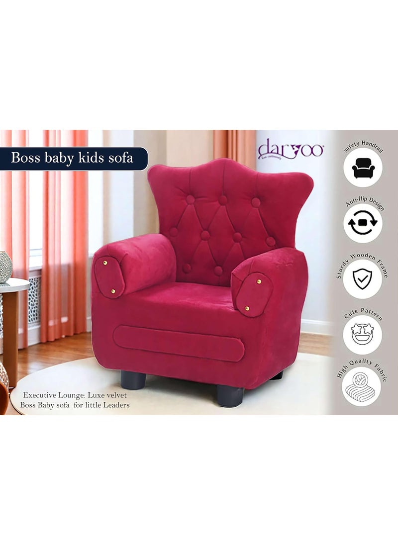 Daryoo Daryoo Boss Baby Kids Sofa Ergonomic Design with Armrest Backrest for Ages 14 Pine Wood Red  - Image 5