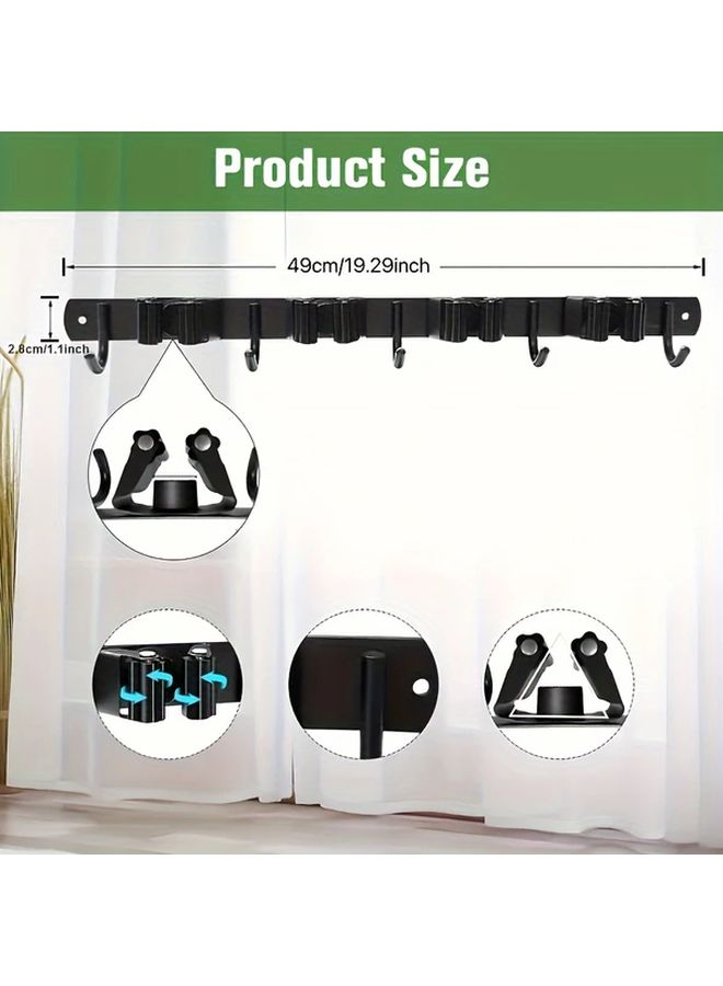 Wall Mounted Heavy Metal Tool Organizer With 4 Clips And 5 Hooks Black - Image 3