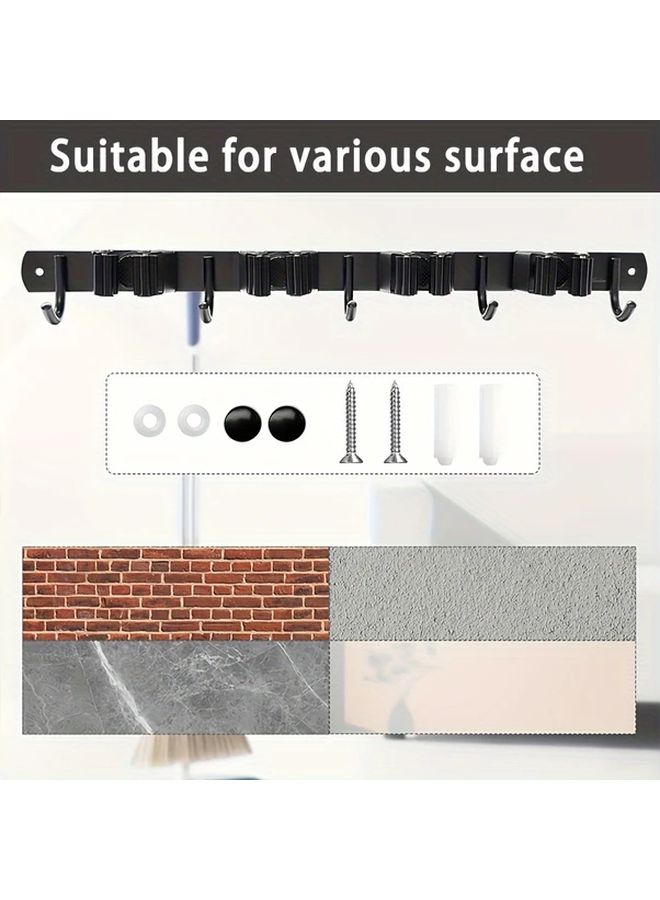 Wall Mounted Heavy Metal Tool Organizer With 4 Clips And 5 Hooks Black - Image 5