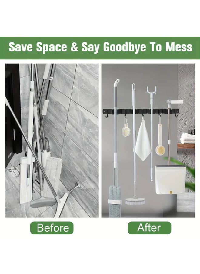 Wall Mounted Heavy Metal Tool Organizer With 4 Clips And 5 Hooks Black - Image 4