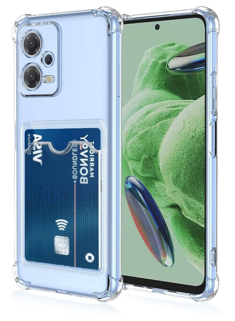 POCO X5 5G Clear Wallet Case, Slim Soft TPU Shockproof Card Slot Phone Case with Cute Card Holder, Clear 