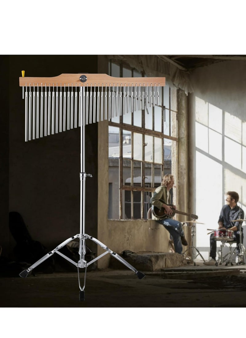 Mike Music - 36 Tones Musical Chimes Instruments, 68.6-111.8 cm Height-Adjustable Stand Chimes for Classroom, Musical Chimes Percussion for Practice and Performance (36 Note Silver) - Image 1