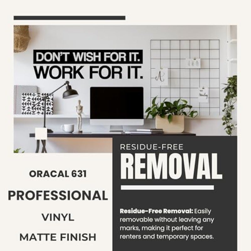 My Vinyl Story Don't Wish for it Work for it Motivational Large Wall Decal Sticker Quote for Home Gym Office Exercise Fitness Workout Art Vinyl Decor Removable Words Sayings Black 22x6 inches - Image 4