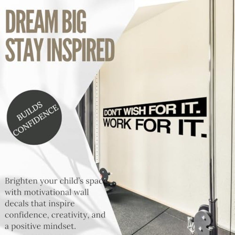 My Vinyl Story Don't Wish for it Work for it Motivational Large Wall Decal Sticker Quote for Home Gym Office Exercise Fitness Workout Art Vinyl Decor Removable Words Sayings Black 22x6 inches - Image 5