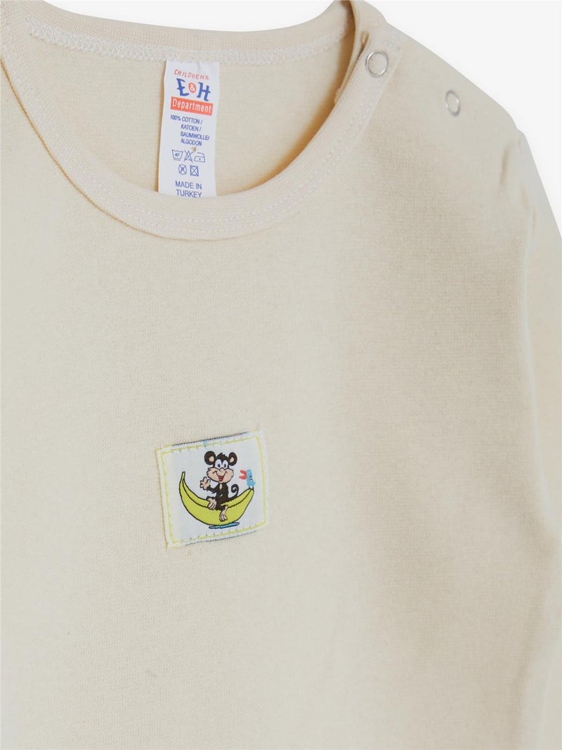 Breeze Baby Boy Snap-On Bodysuit with Lock Lock Printed 9 Months-3 Years, Cream  - Image 3