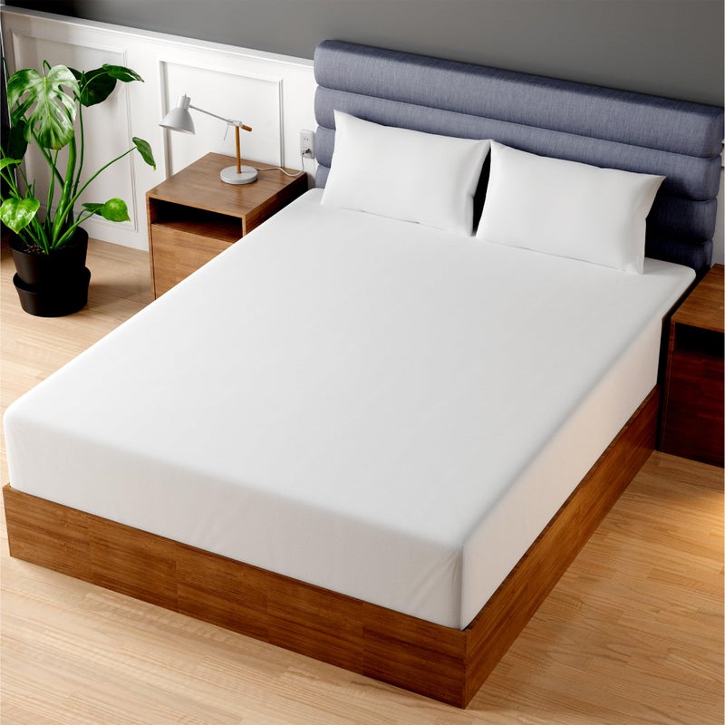 Superity Linen Fitted Sheet  100 Cotton Short Queen Size Mattress Cover  Soft Smooth and Comfortable  200 Thread Count  Bed Sheet Stretches to 12 inches for Snug Fit