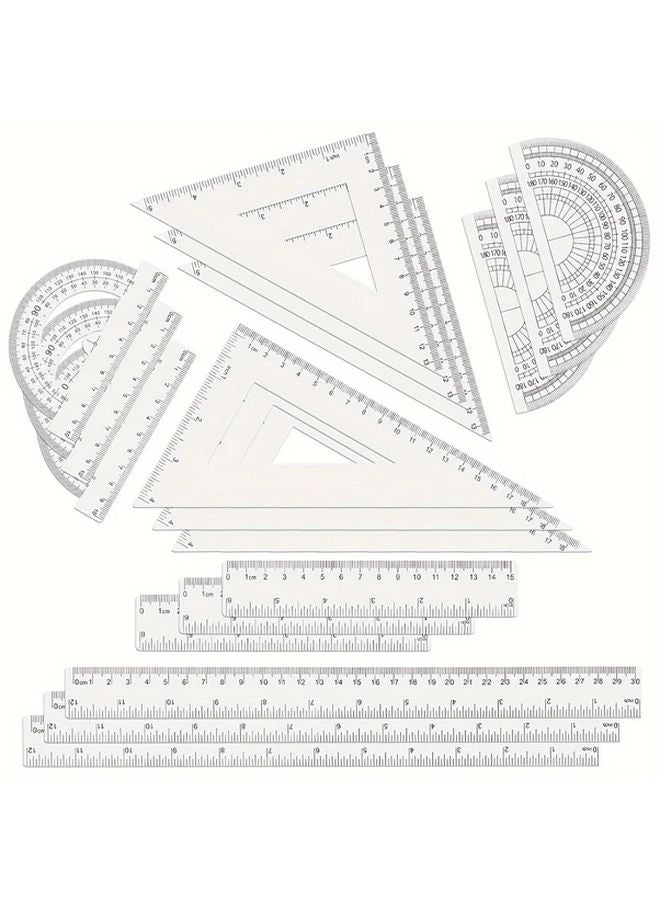 Generic 18pcs Geometry Math Kit with Rulers Protractor Inch Metric ...