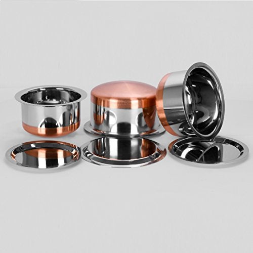 Sumeet Stainless Steel Copper Bottom Cookware/Container/Tope Set of 3 pcs with Lids (1no 1L Tope with lid, 1no 1.4L Tope with lid, 1no 1.9L Tope with lid) - Image 5
