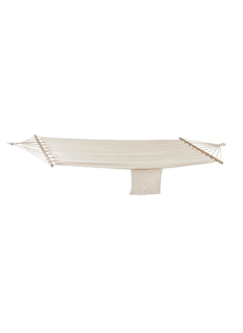Single Seater Sturdy Metal Frame Portable Lightweight Patio Hammock Beige and Black