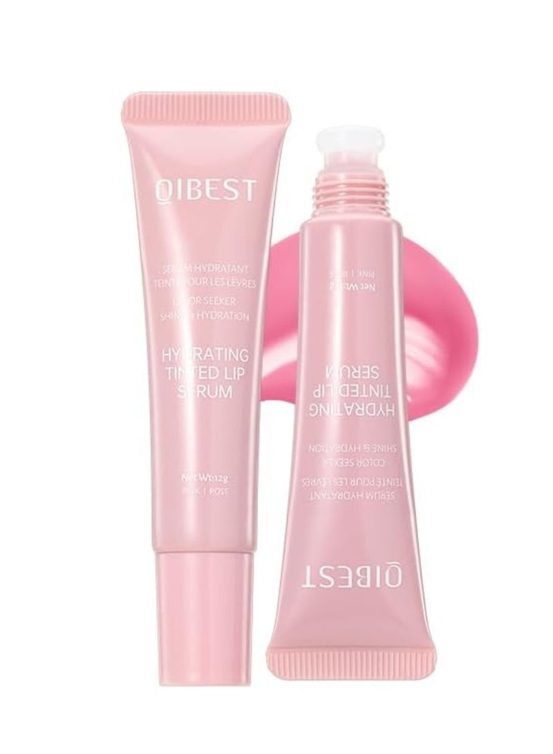 QiBest سيروم شفاه ملون مرطب مع لمسة طبيعية لشفاه ناعمة وممتلئة، بلسم شفاه مرطب، تلوين شفاه هلامي، لون يدوم طويلاً، مكياج شفاه مرطب، لمعة شفاه، تلوين شفاه 12غ 01 - Image 1