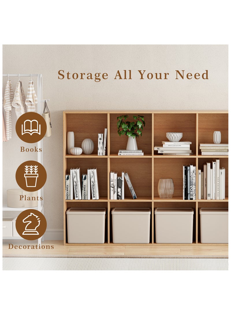 DOOHWAN 11in Cube Storage Organizer with Closed Back - Wooden Bookshelf Display Cubes for Home, Office, Closet Cabinet Organizer Shelf - Image 3