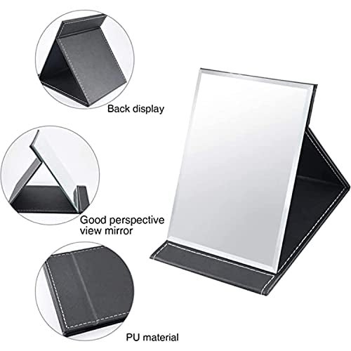 SHFTI Folding Mirror with Stand Portable Makeup Vanity Mirrors Desk Standing,for Travel, Camping, Home, 17Lx12W Cm (Pack of 1, Black) - Image 5