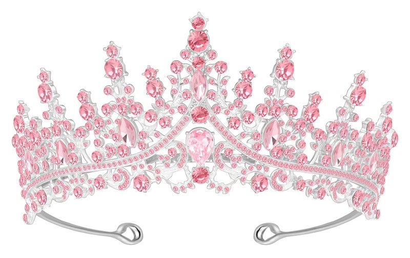 Papoopy Tiara Crown for Women, Headband Hair Accessories for Birthday Wedding Party Costume Pink - Image 1