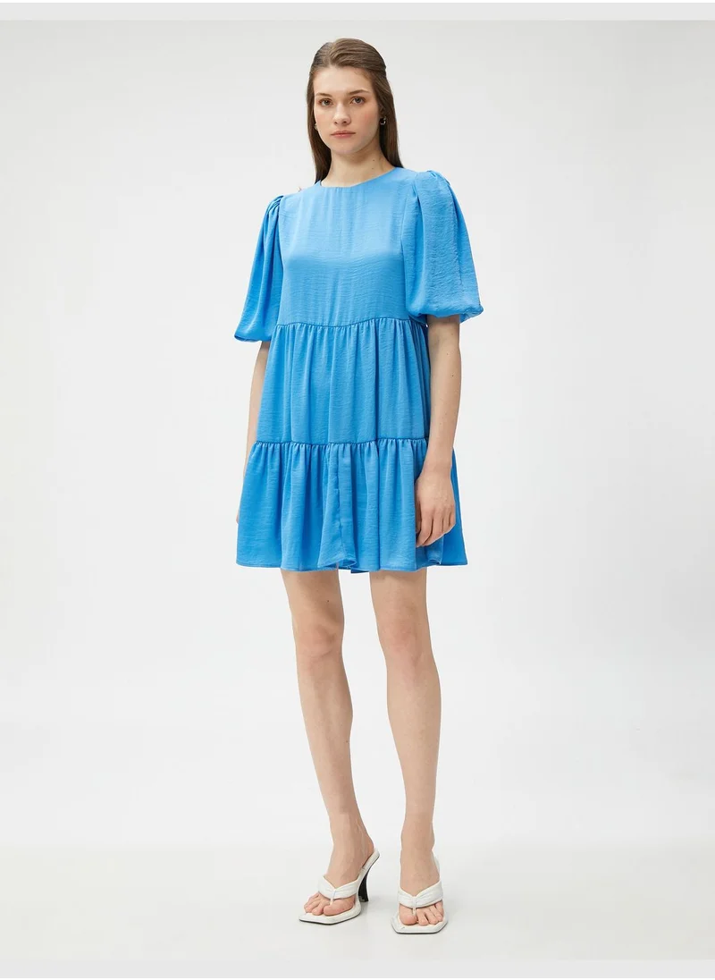 KOTON Tiered Mini Dress Short Puff Sleeve