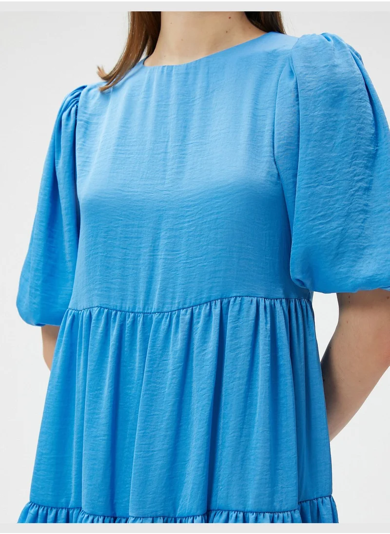 KOTON Tiered Mini Dress Short Puff Sleeve
