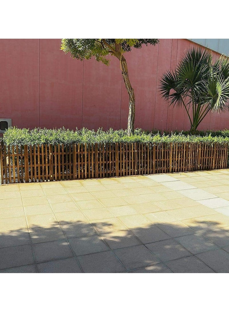 LINGWEI Wooden Picket Fence Interlocking Garden Edging Border Brown 160x50x1cm - Image 4