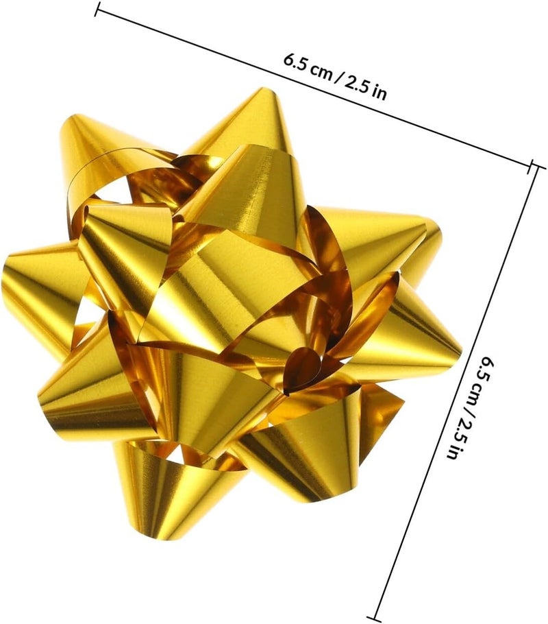 TOYANDONA 100pcs Gold Star Ribbon Bows 2.5 Inch Holiday Wrapping Decorations for Christmas Parties Weddings and Birthday Celebrations - Image 2