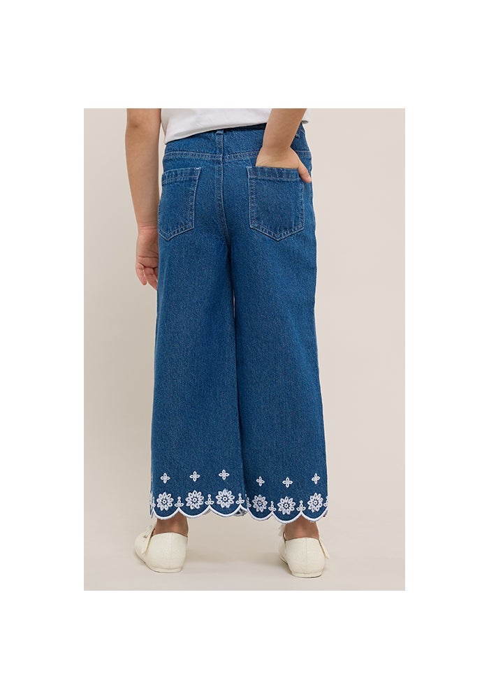 R&B Embroidered Wide Leg Jeans with Button Closure - Image 5