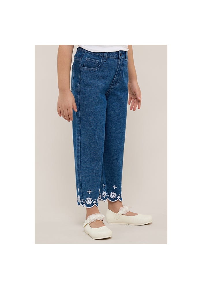 R&B Embroidered Wide Leg Jeans with Button Closure - Image 2