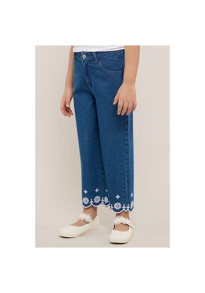 R&B Embroidered Wide Leg Jeans with Button Closure - Image 4