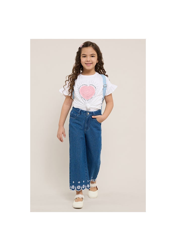 R&B Embroidered Wide Leg Jeans with Button Closure - Image 3