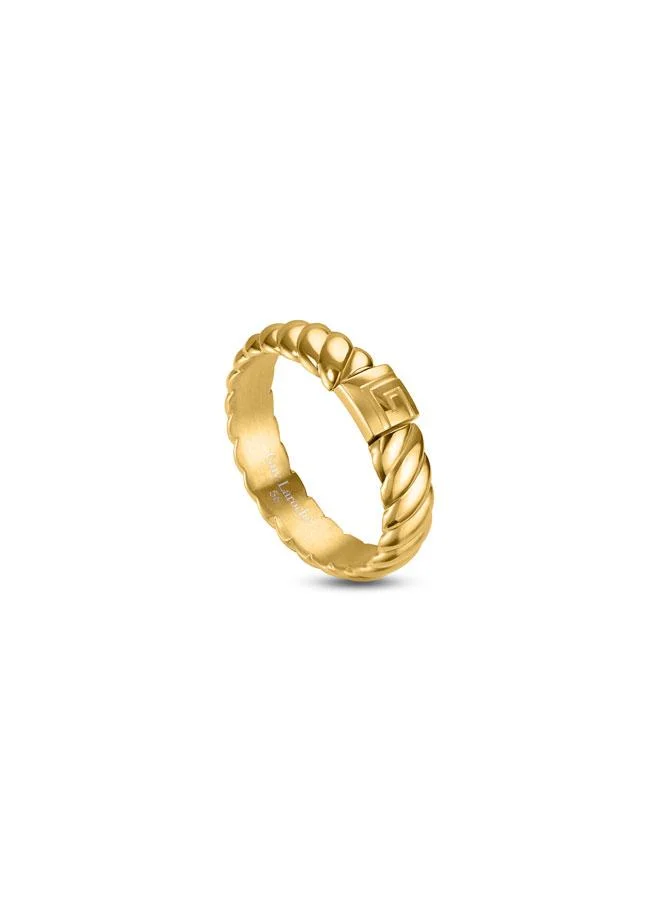 غاي لاروش Eleonore Yellow Gold Plated Stainless Steel Ring for Women, 56