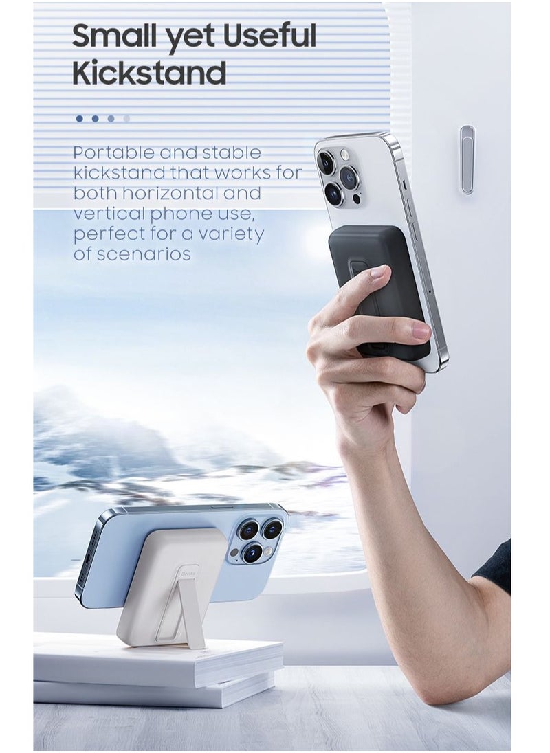 Benks - Benks Magnetic Power Bank, 6,000mAh Foldable Kickstand Wireless Portable Charger, MagSafe Battery Pack for iPhone 15/14/13/12 Series White - Image 1