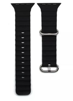Generic Black Silicone Replacement Band Compatible with Apple Watch Series 9/Ultra/Ultra 2, 44/45/49mm  - Image 2