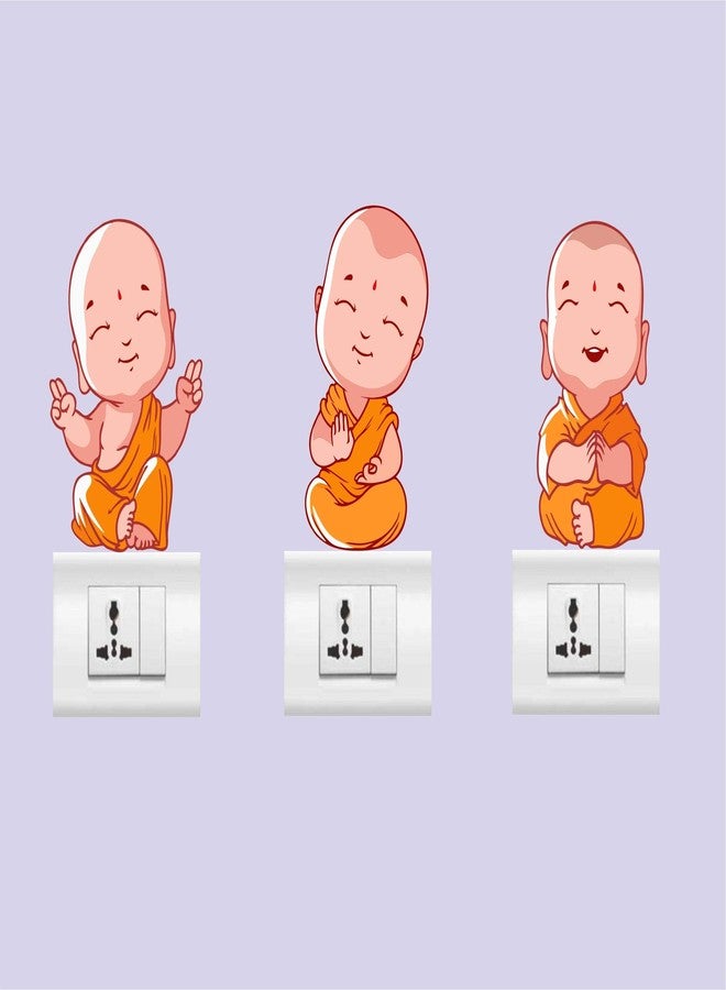 Asmi Collections Buddha Kids Wall Stickers for Light Switches - 3 Buddha Kids - Image 1