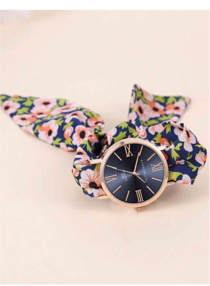ECONOMICXI Casual Watch For Women With Colored Fabric Strap - Image 2