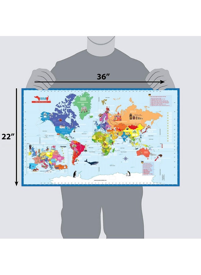 CocoMoco Kids World Map for Kids & India Map Wall Poster for Big Size Decor - Learning Puzzle, Geography Educational Toy Birthday Return Gift for Boys Girls (World Map + India Map) - Image 5