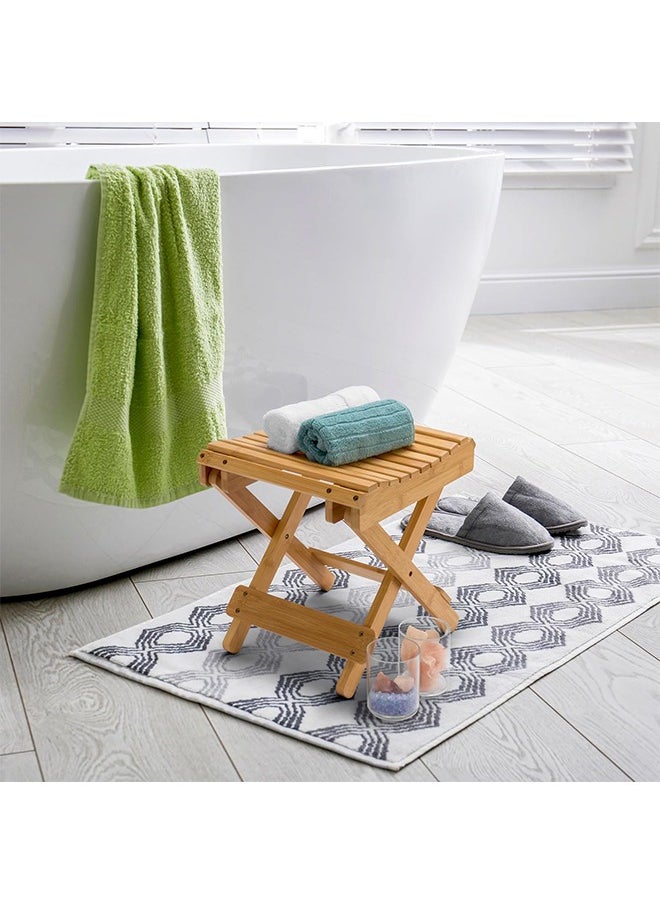 Hihonor Bamboo Folding Step Stool - 12 Inch Bamboo Shower Bench Stool Spa Bath Seat Chairs for Shower, Leg Shaving and Foot Rest  - Image 3