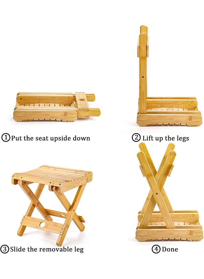 Hihonor Bamboo Folding Step Stool - 12 Inch Bamboo Shower Bench Stool Spa Bath Seat Chairs for Shower, Leg Shaving and Foot Rest  - Image 5