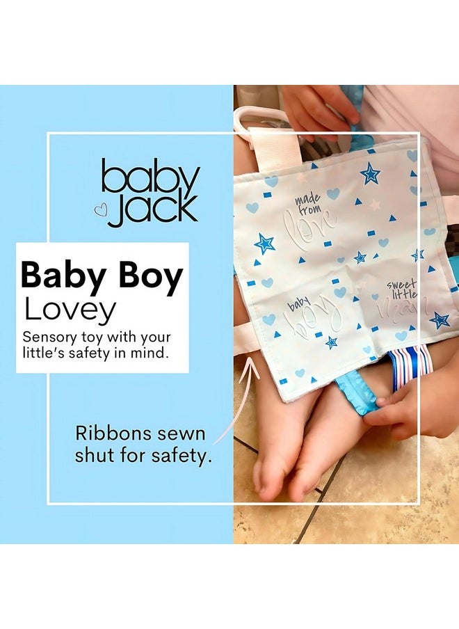 The Learning Lovey Baby Jack & Co Baby Boy Lovey Tag Toys for Babies - Baby Crinkle Toys - Crinkle Toys for Baby - Soft & Safe - Learn Shapes & Colors - Ideal Baby Toy BPA Free w/Stroller Clip  - Image 4