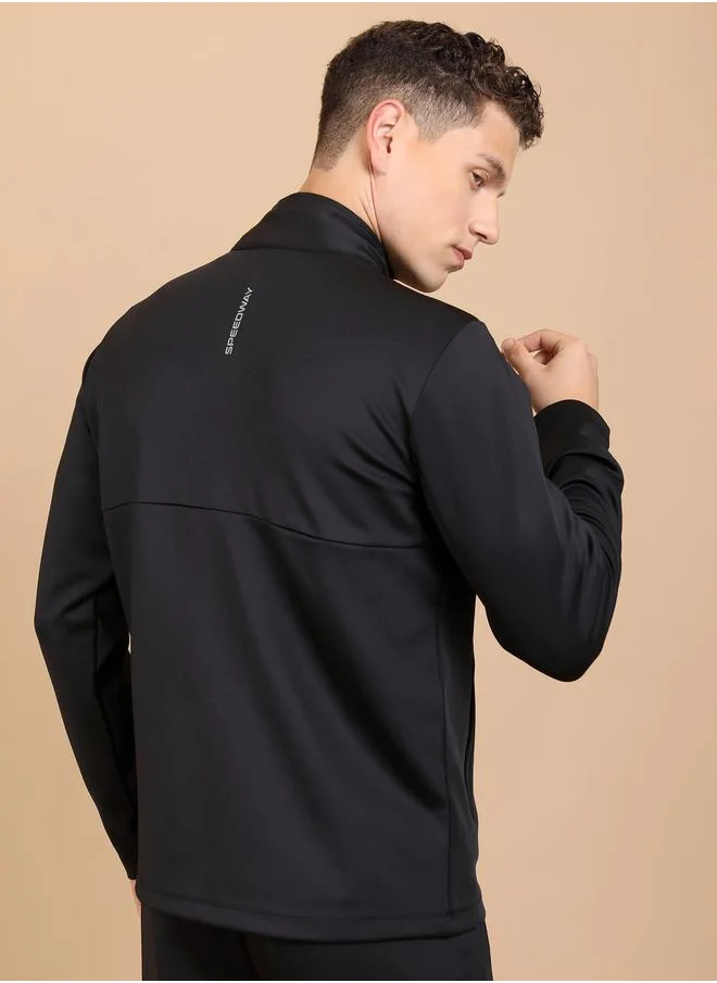 HIGHLANDER Mock Collar Full Zip Jacket by Styli
