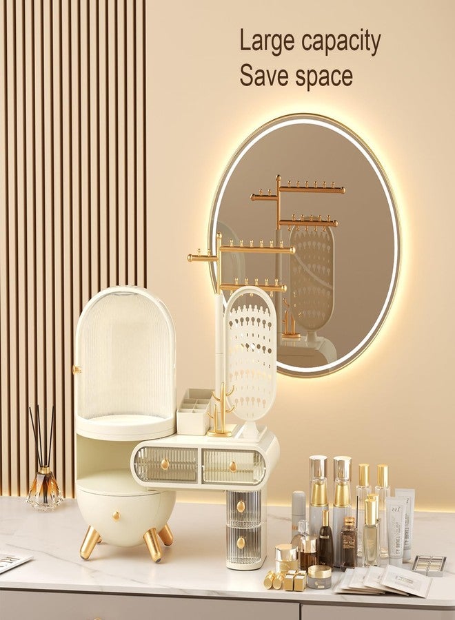 LOOKMINT Large-Capacity Makeup Storage Organizer Box with Jewelry Shelf, Waterproof & Dustproof Cosmetic Organizer, Skincare & Makeup Organizers and Storage, Jewelry Holder - Image 5
