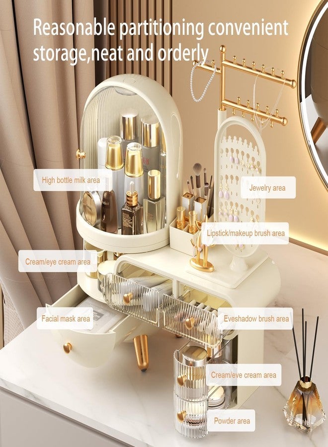 LOOKMINT Large-Capacity Makeup Storage Organizer Box with Jewelry Shelf, Waterproof & Dustproof Cosmetic Organizer, Skincare & Makeup Organizers and Storage, Jewelry Holder - Image 2