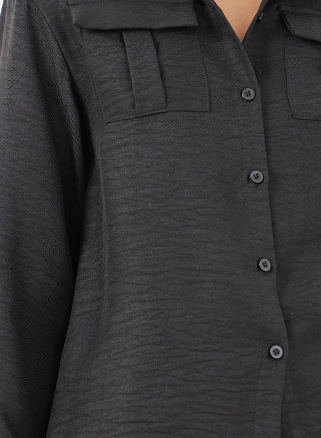 تايك تو Take Two Black Front Pocket Shirt and Pants Co-Ords