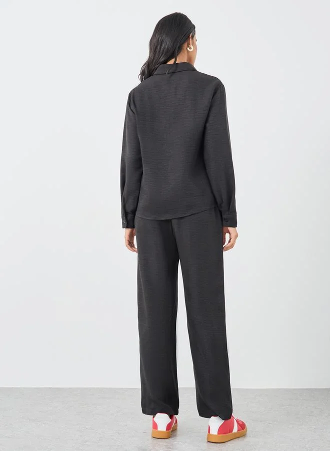تايك تو Take Two Black Front Pocket Shirt and Pants Co-Ords