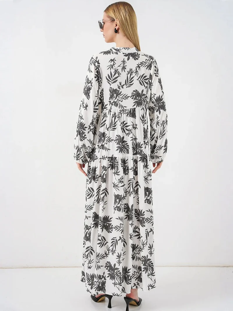 Big Dart Charcoal Grey BDART Patterned V-Neck Maxi Dress for Women | Best Price UAE