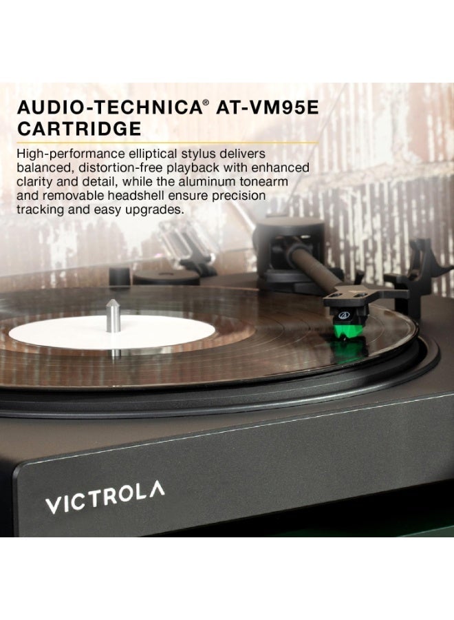 Victrola Wave – Bluetooth Turntable with Auracast – 2-Speed Vinyl Record Player, Audio Technica AT-VM95E Cartridge, Hi-Res aptX HD and Adaptive Bluetooth Streaming, Auracast Broadcast Audio (Black) - Image 3