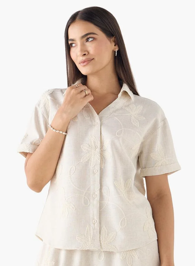 2Xtremz 2Xtremz Embroidered Shirt with Collar and Short Sleeves