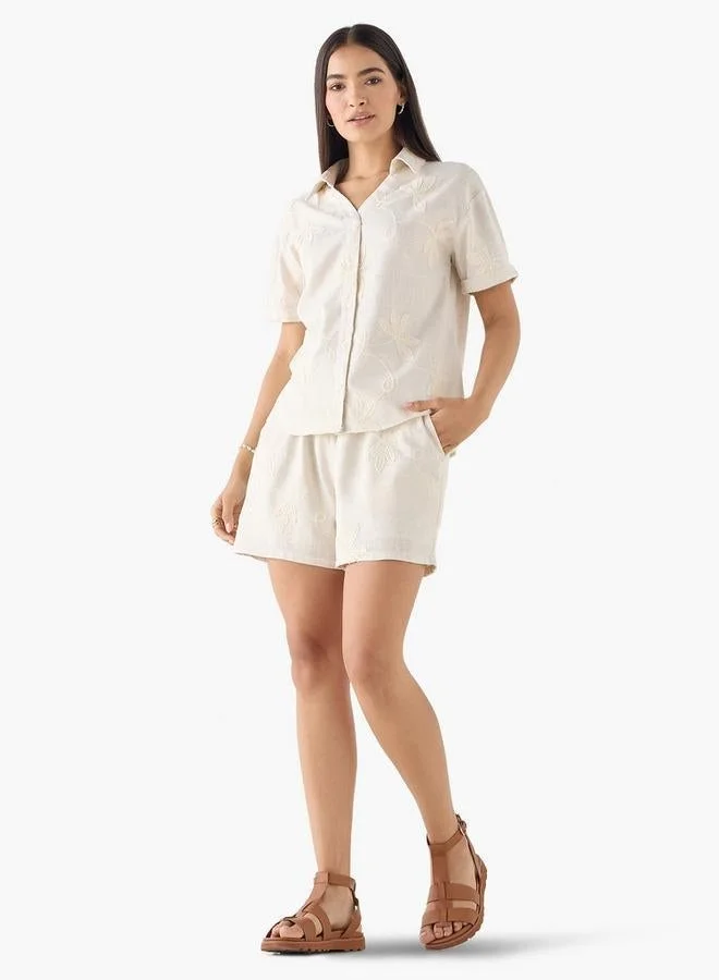 2Xtremz 2Xtremz Embroidered Shirt with Collar and Short Sleeves