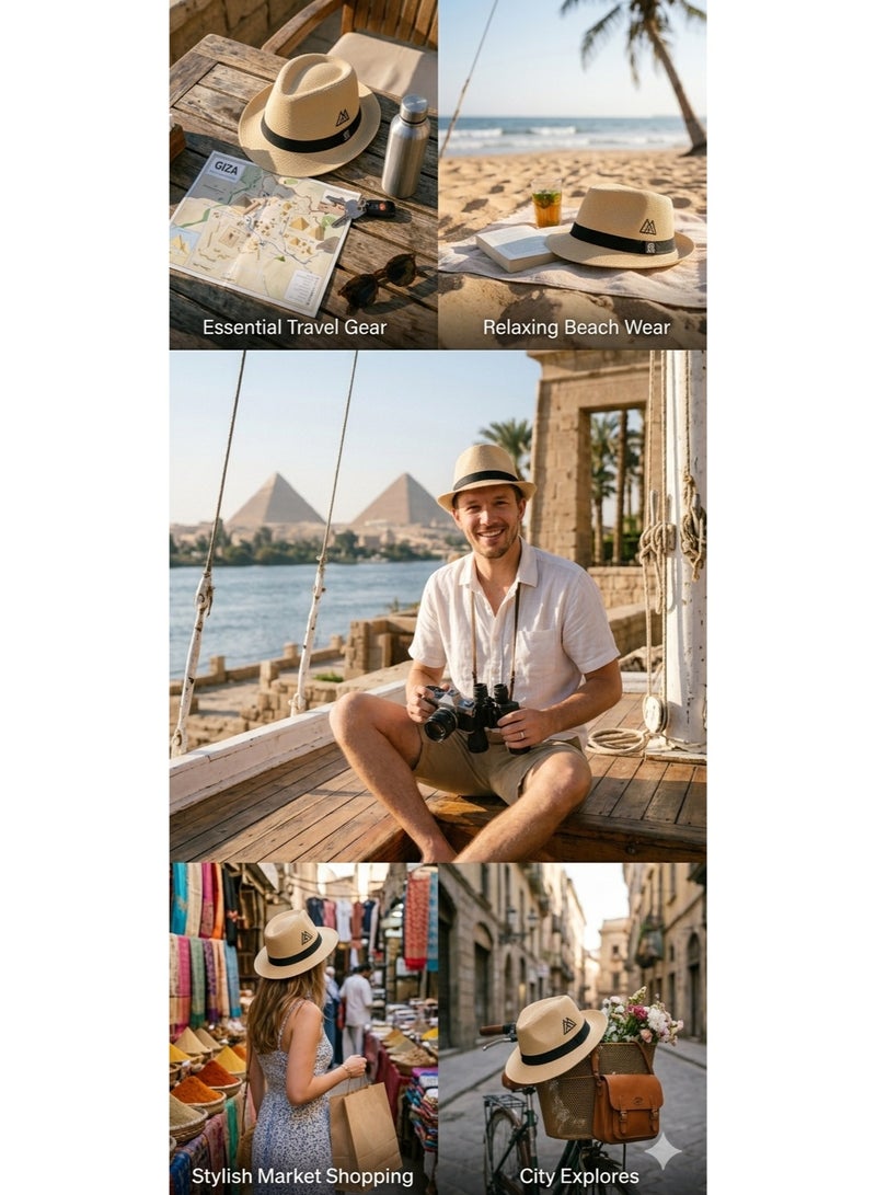 Unisex Classic Fedora Straw Hat - Lightweight Breathable Sun Protection Summer Beach & Travel Panama Hat - Image 4