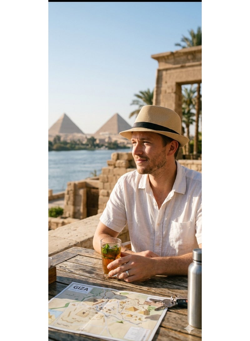 Unisex Classic Fedora Straw Hat - Lightweight Breathable Sun Protection Summer Beach & Travel Panama Hat - Image 3