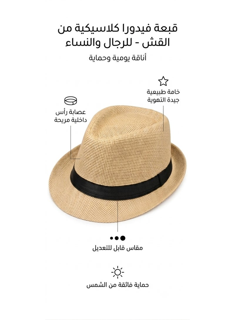 Unisex Classic Fedora Straw Hat - Lightweight Breathable Sun Protection Summer Beach & Travel Panama Hat - Image 2