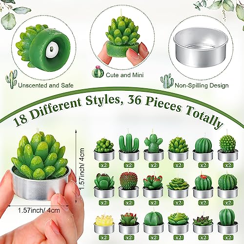 MTLEE 36 Sets Succulent Candles Baby Shower Favors for Guests Include 36 Plant Tealight Candles 36 Thank You Tags 36 Organza Bags Wooden Standing Sign for Gender Reveal Gifts(Greenery) - Image 3