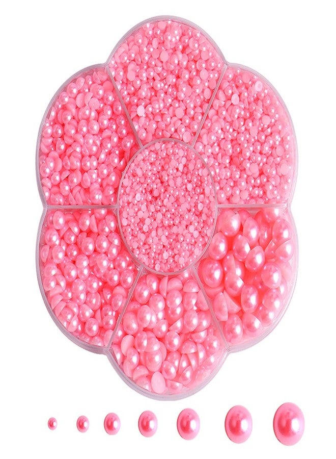 BLAAROOM 5800Pcs Half Pearls for Crafts, Flatback for Artwork Making, DIY Rhinestones Accessory Nail Art, Face Gems Jewels Flat Back Craft for Artist Creative - Pink - Image 1